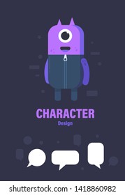 Cute monster and speech buule . Monster vector illustration