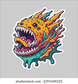 Cute Monster Sticker in vector Design
