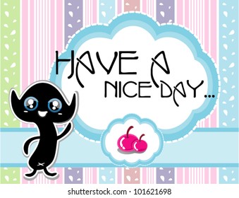 Cute monster template frame design for greeting card