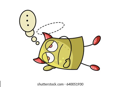 Cute Monster Upset. Vector Illustration. Isolated on white background.