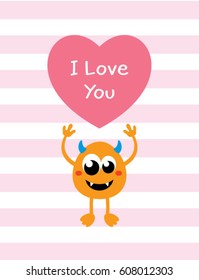 cute monster valentine card