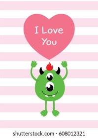 cute monster valentine card