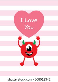 cute monster valentine card