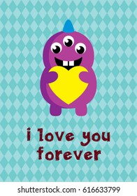 cute monster valentine greeting card
