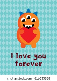 cute monster valentine greeting card