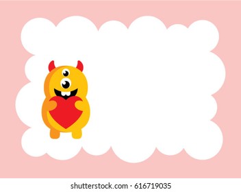 cute monster valentine love message card