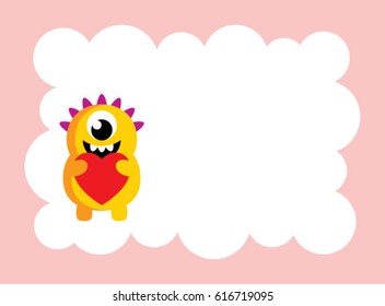 cute monster valentine love message card