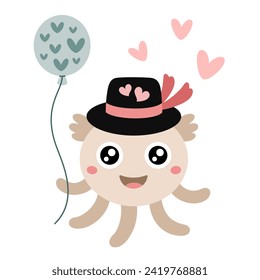 Cute Monster Valentines clipart. Valentines Day clipart. Monster love in cartoon flat style. Vector illustration.