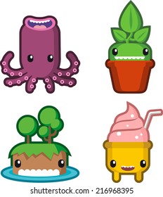 Cute monster vector cartoon set