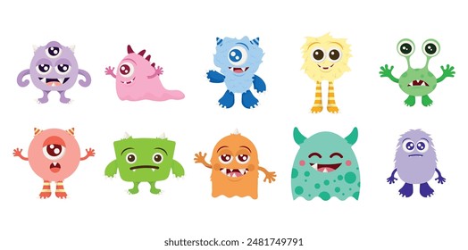Cute Monster Vector Element Set