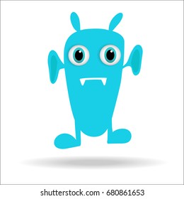 Ilustração vetorial de monstro bonito. Blu monstro para design de bebê e criança.
