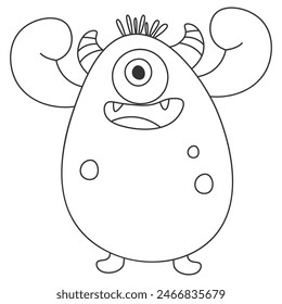 Cute monster, vector illustration for children's coloring book