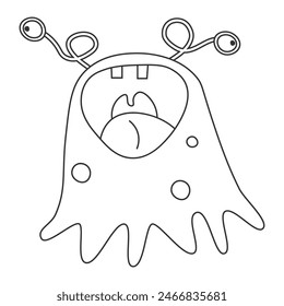 Cute monster, vector illustration for children's coloring book