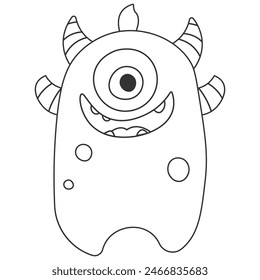 Cute monster, vector illustration for children's coloring book