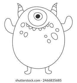 Cute monster, vector illustration for children's coloring book