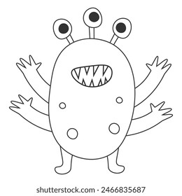 Cute monster, vector illustration for children's coloring book
