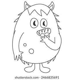 Cute monster, vector illustration for children's coloring book