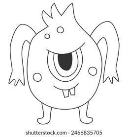 Cute monster, vector illustration for children's coloring book