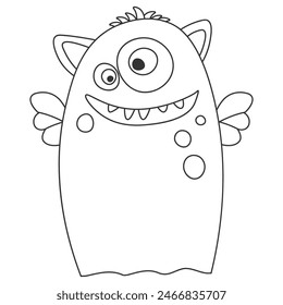 Cute monster, vector illustration for children's coloring book