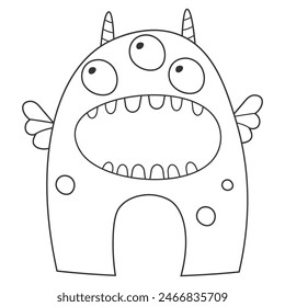Cute monster, vector illustration for children's coloring book