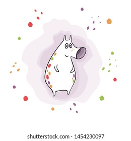 Cute monster, vector illustration, hand drawing for your design. Children's style. Notebooks, postcards, labels, diaries, accessories-school, stickers, t-shirts, banners