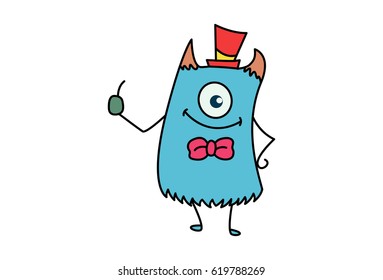 Cute Monster. Vector Illustration. Isolated on white background.