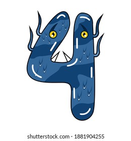 número vectorial bonito monstruo "4"