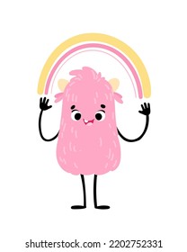 Cute monster. Vector print for children room, fabric, paper, greeting card, postcard, card, t shirt, poster, textile. Vector illustration
