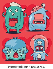 cute monster vector set