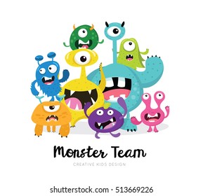 Cute Monster Vector Set

