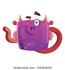 Cute Monster with Winking Eye Vector Illustration Isolated On White Background 