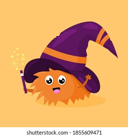 a cute monster with a witch hat
