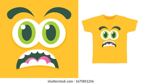 Cute monster yellow face design vector illustration ready for print on t-shirt, apparel, poster and other uses.