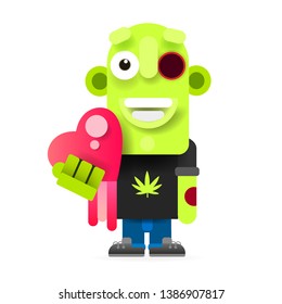 Cute monster zombie vector illustration of happy Halloween