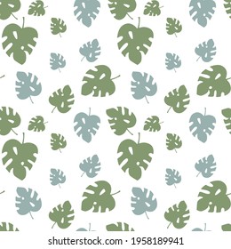 Cute monstera seamless pattern for scrapbooking, fabric, background decoration