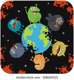 Cute monsters of apocalypse. Vector illustration.