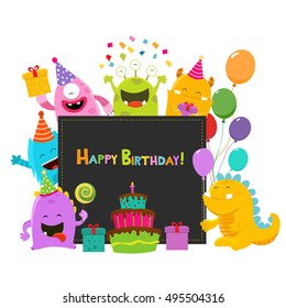 Cute Monsters Birthday Card