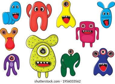 Cute Monsters Bundle Clip-art Vector
