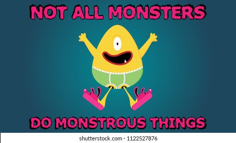 Cute monsters with bunny slippers vector