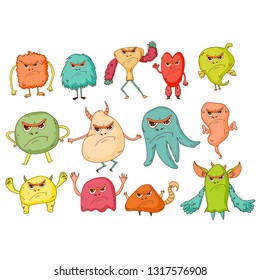 Cute Monsters. Cartoon aliens from space for kindergarten children