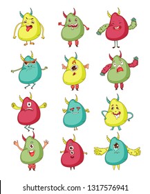 Cute Monsters. Cartoon aliens from space for kindergarten children.