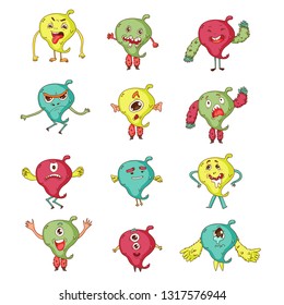 Cute Monsters. Cartoon aliens from space for kindergarten children.