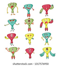 Cute Monsters. Cartoon aliens from space for kindergarten children.