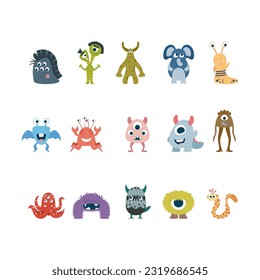 Cute monsters character illustration. Funny monster cartoon design illustration design for logo and print product