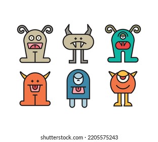 cute monsters characters set illustration