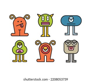 cute monsters characters set illustration