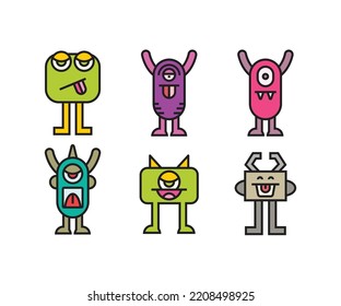 Cute Monsters Characters Set Illustration Stock Vector (Royalty Free ...