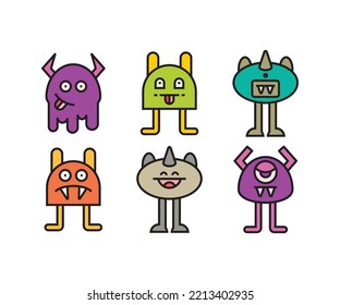 cute monsters characters set illustration