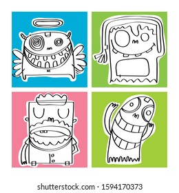 the cute monsters with colorful backgrounds