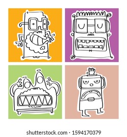 the cute monsters with colorful backgrounds